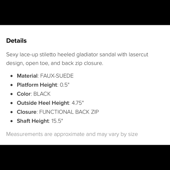 SOLD*** Black Lace Up Gladiator Heels - Picture 5 of 5